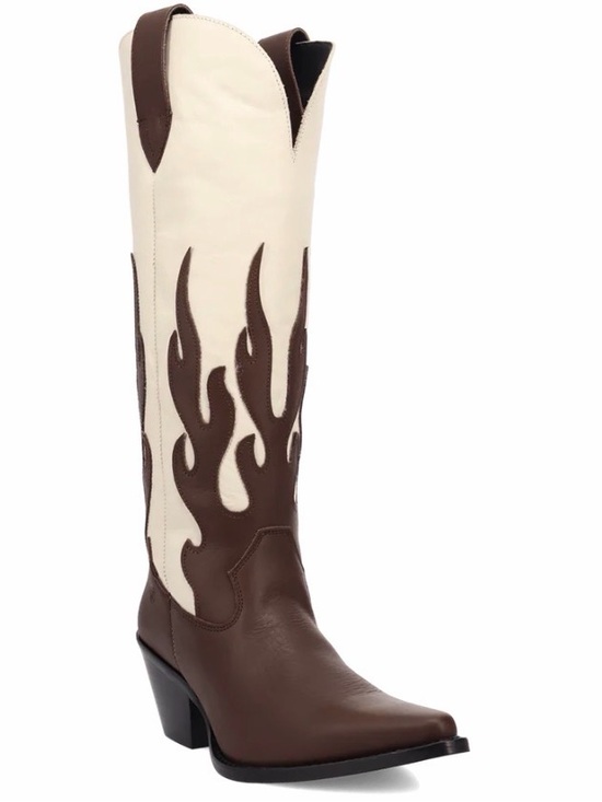 dingo Shoes - Dingo Two-Tone Brown and Cream Flame Cowgirl Boots